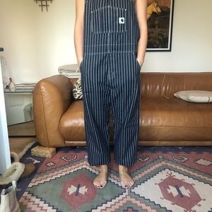 Levi’s stripped denim overalls - large - brand new